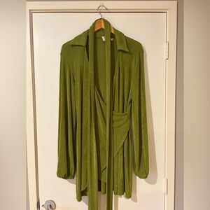 Princess Polly Green Long Sleeve Wrap Dress